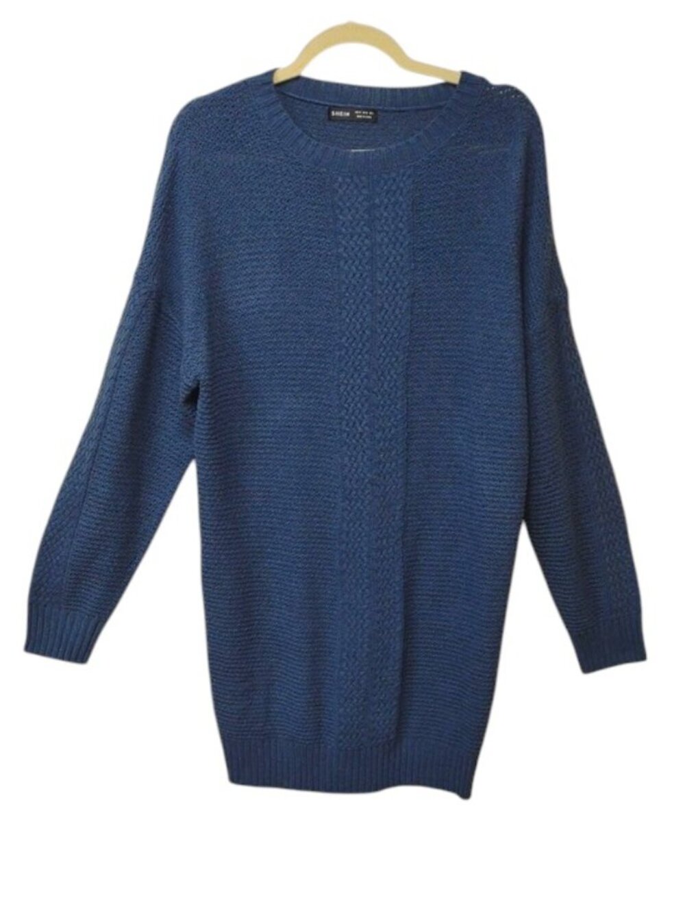 SHEIN Cobalt Blue Cable-Knit Women’s Long Sleeve Sweater Dress / Long Tunic